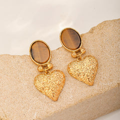Gold Heart Drop Earrings