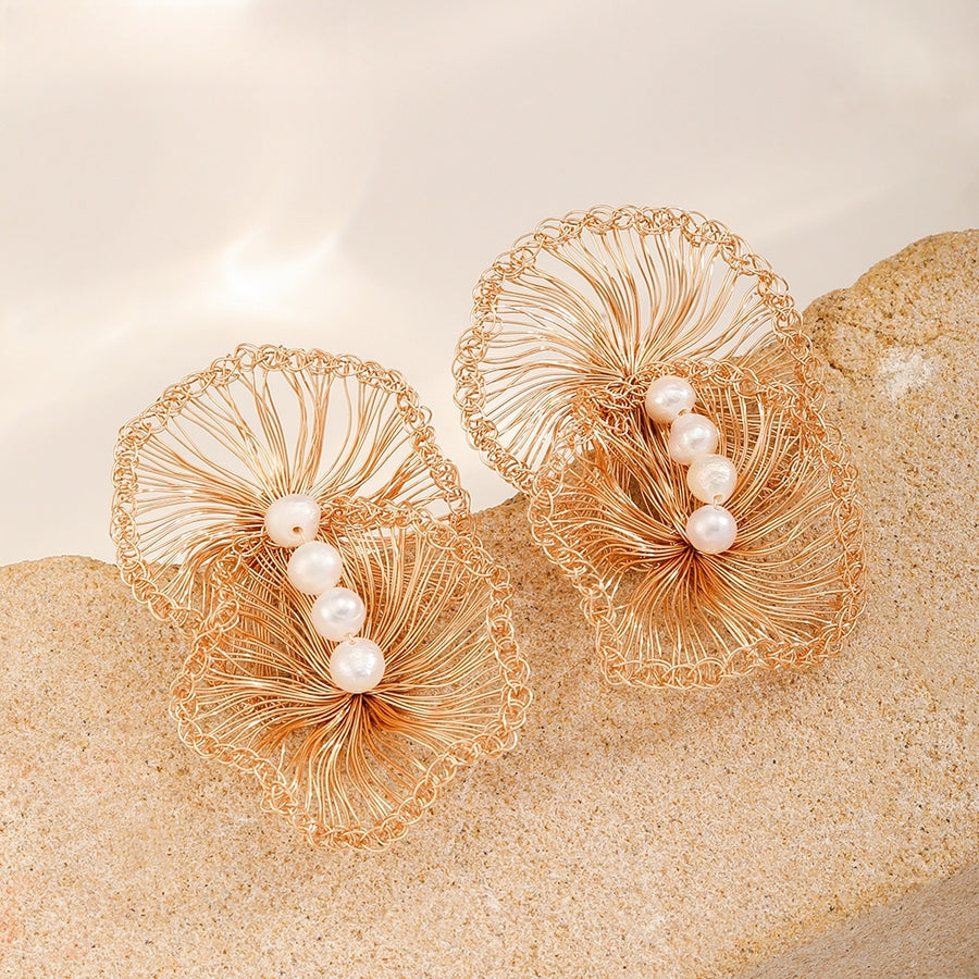 Lace Poppy Studs — Gold