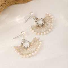 Pearl Fan Drop Earrings