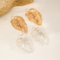 Pearl Leaf Earrings
