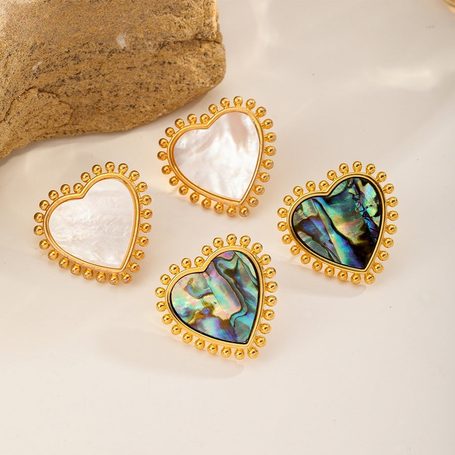 Shell Heart Studs, all colors