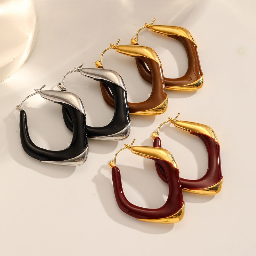 Soft Square Enamel Hoops, all colors
