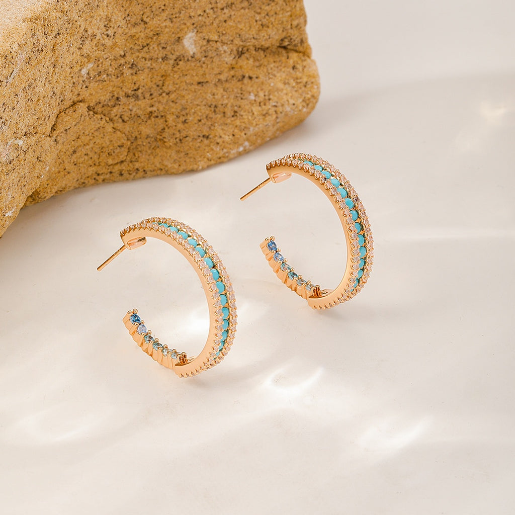 Aqua Line Hoops — Gold