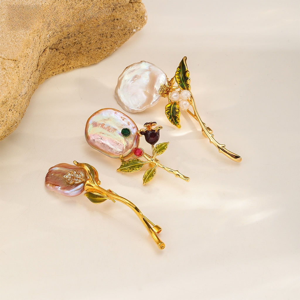 Baroque Pearl Flower Brooch, all styles