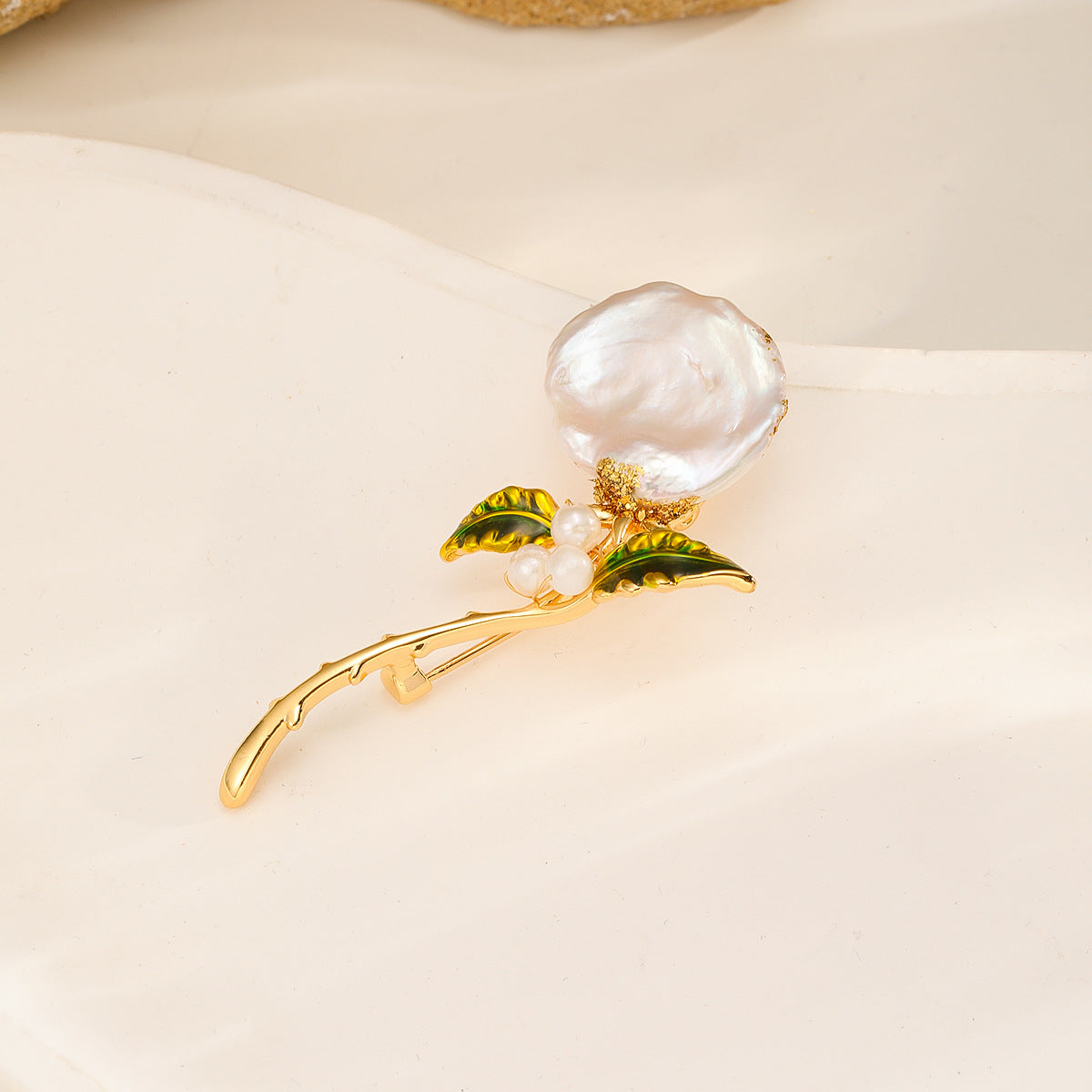 Baroque Pearl Flower Brooch — White Baroque