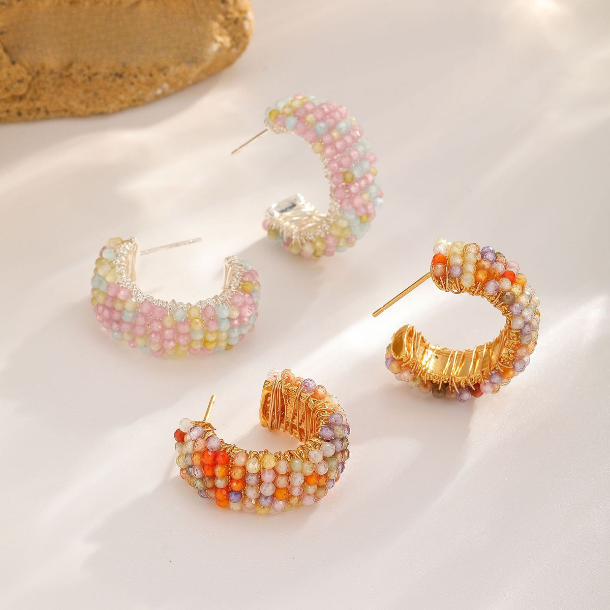 Beaded C-Hoop Earrings, all styles