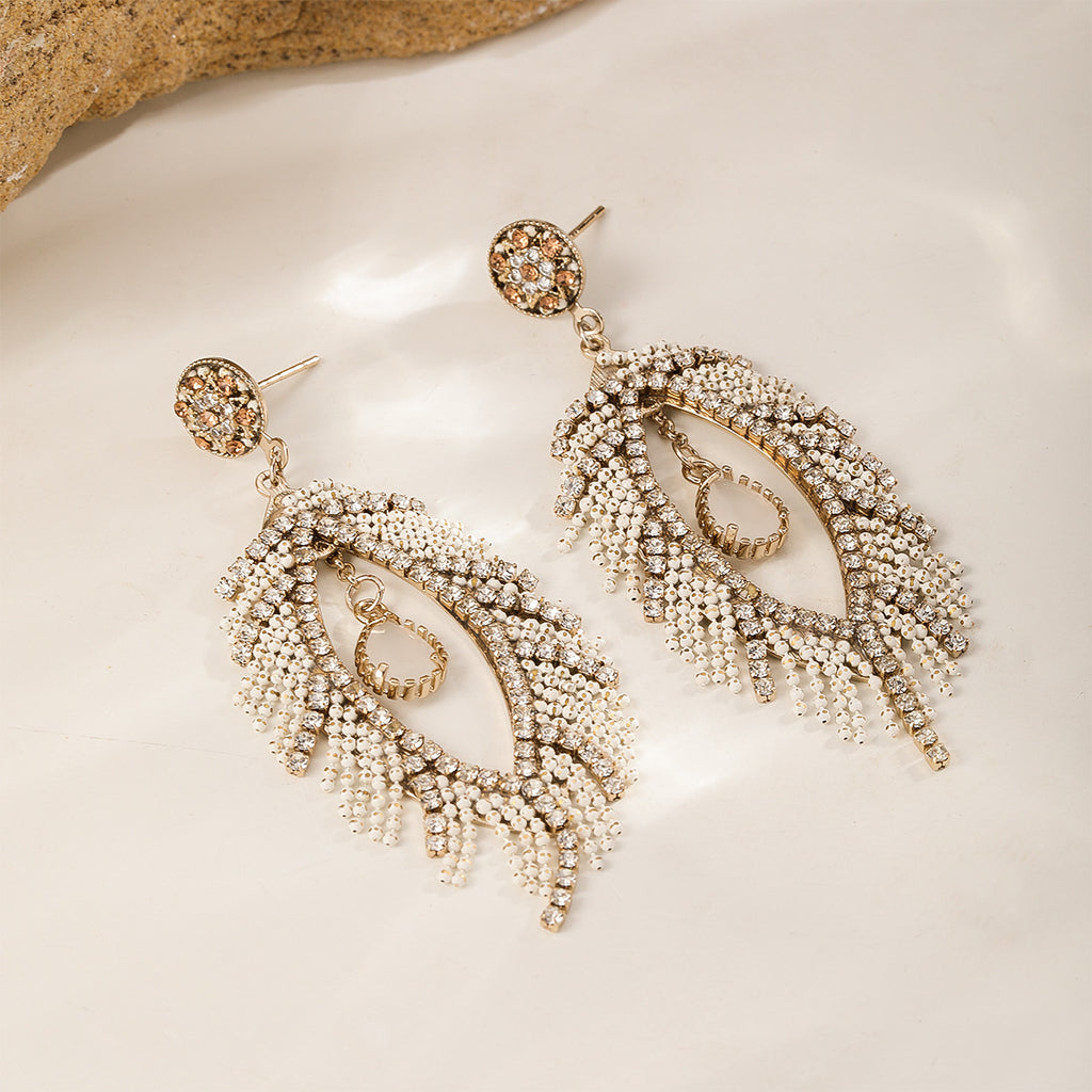 Beaded Leaf Earrings