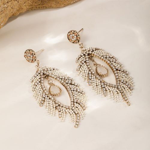 Beaded Leaf Earrings