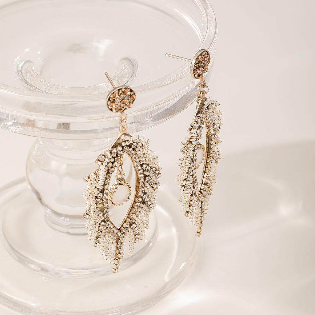 Beaded Leaf Earrings