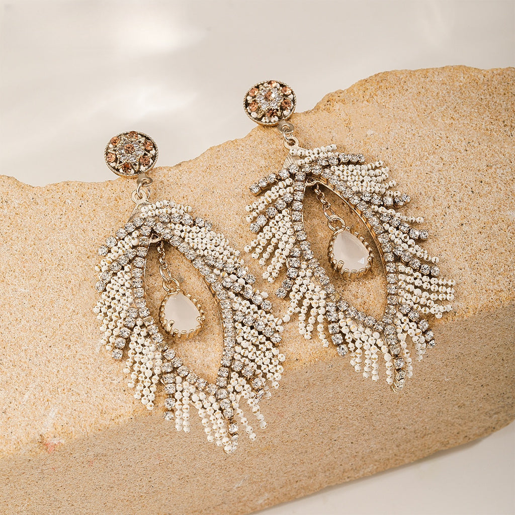 Beaded Leaf Earrings