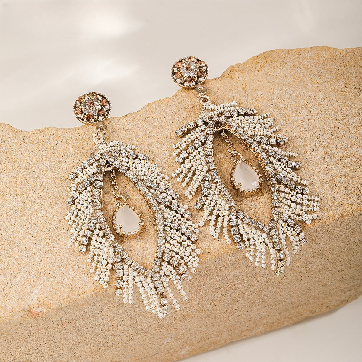 Beaded Leaf Earrings