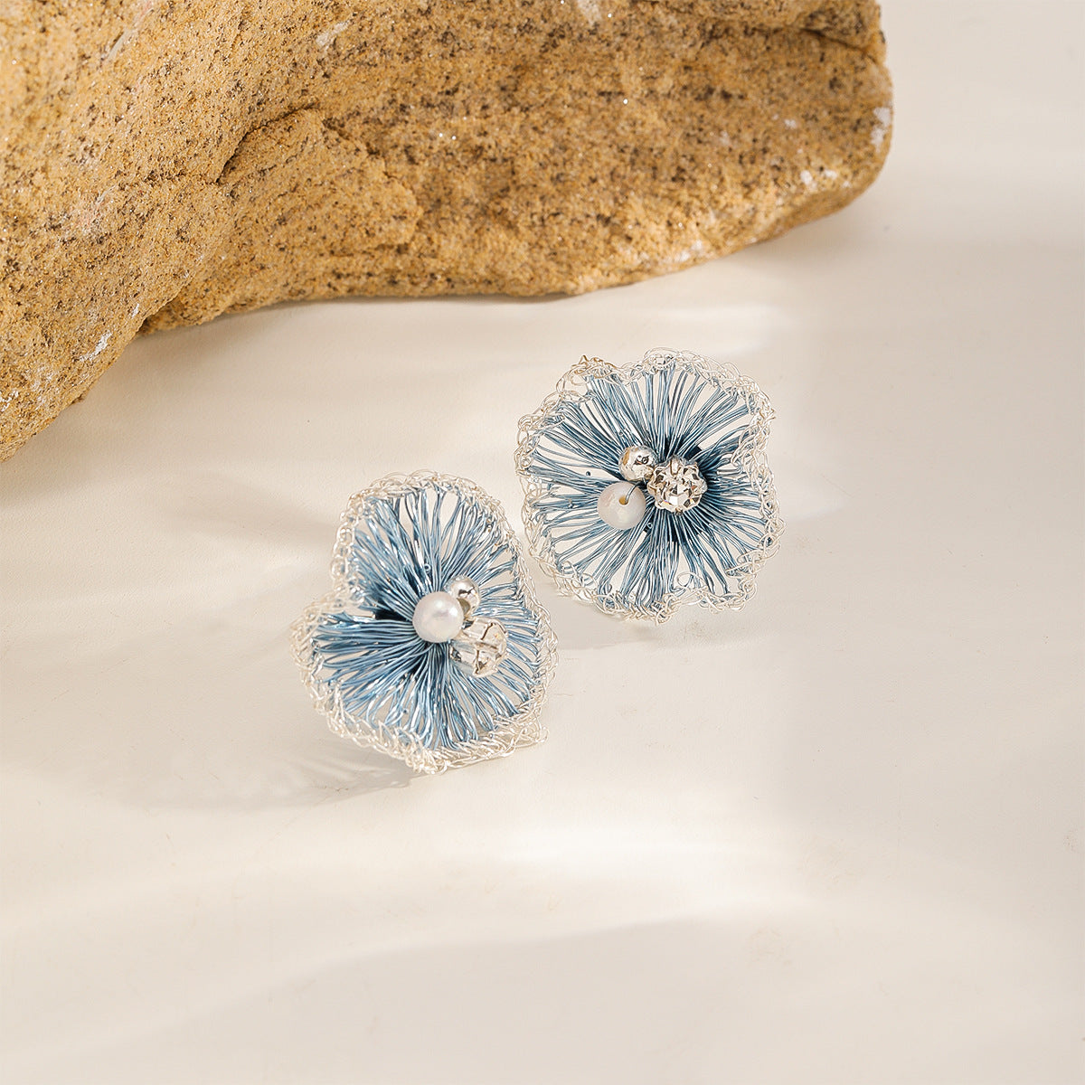Blue Butterfly Studs — Small Flower