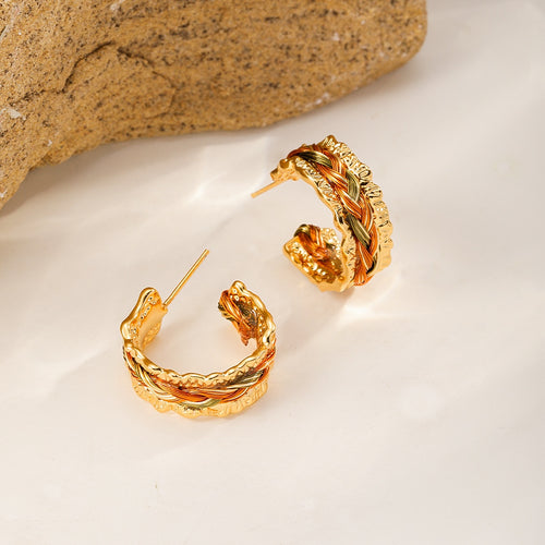Braided Wire Hoops — Gold & Copper