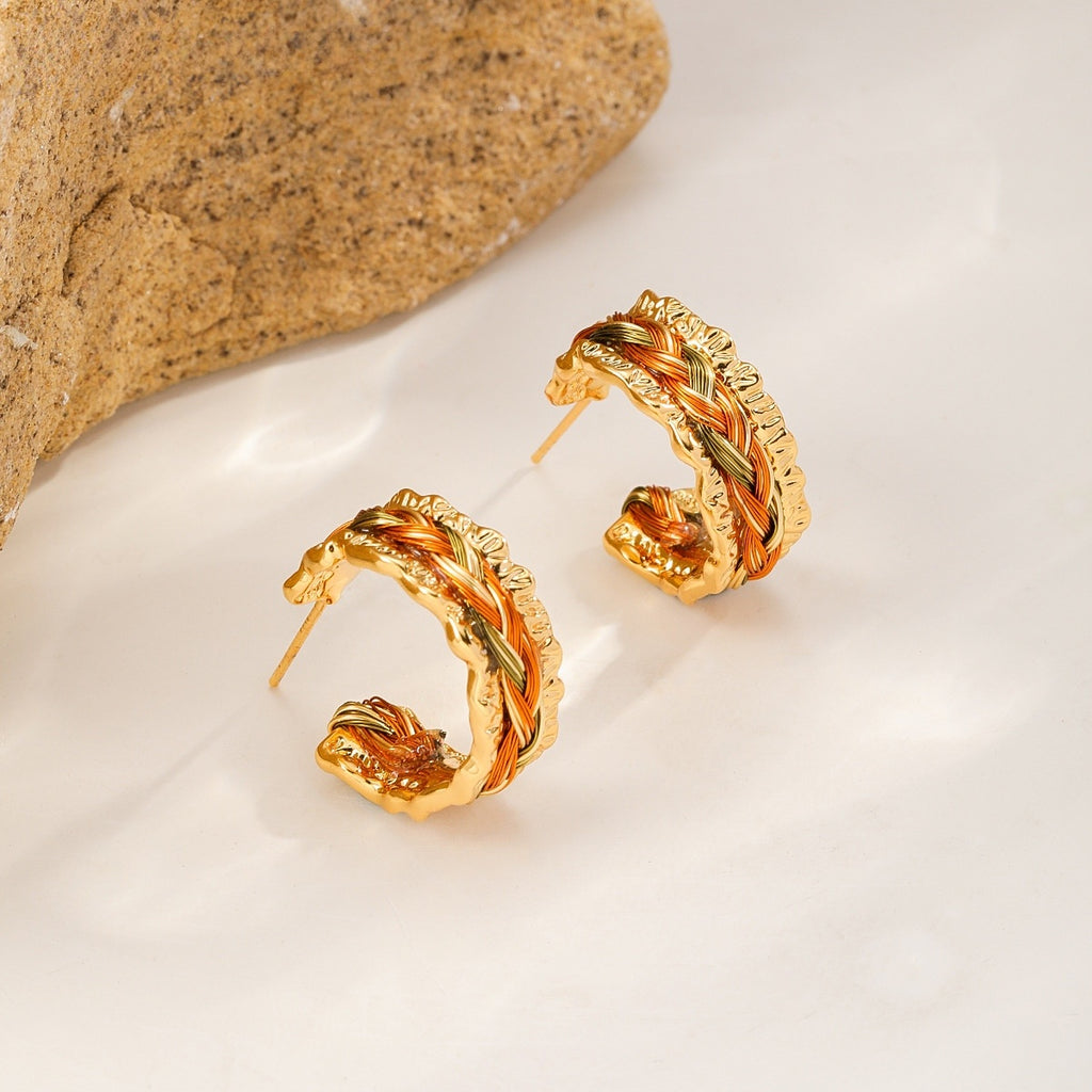 Braided Wire Hoops — Gold & Copper