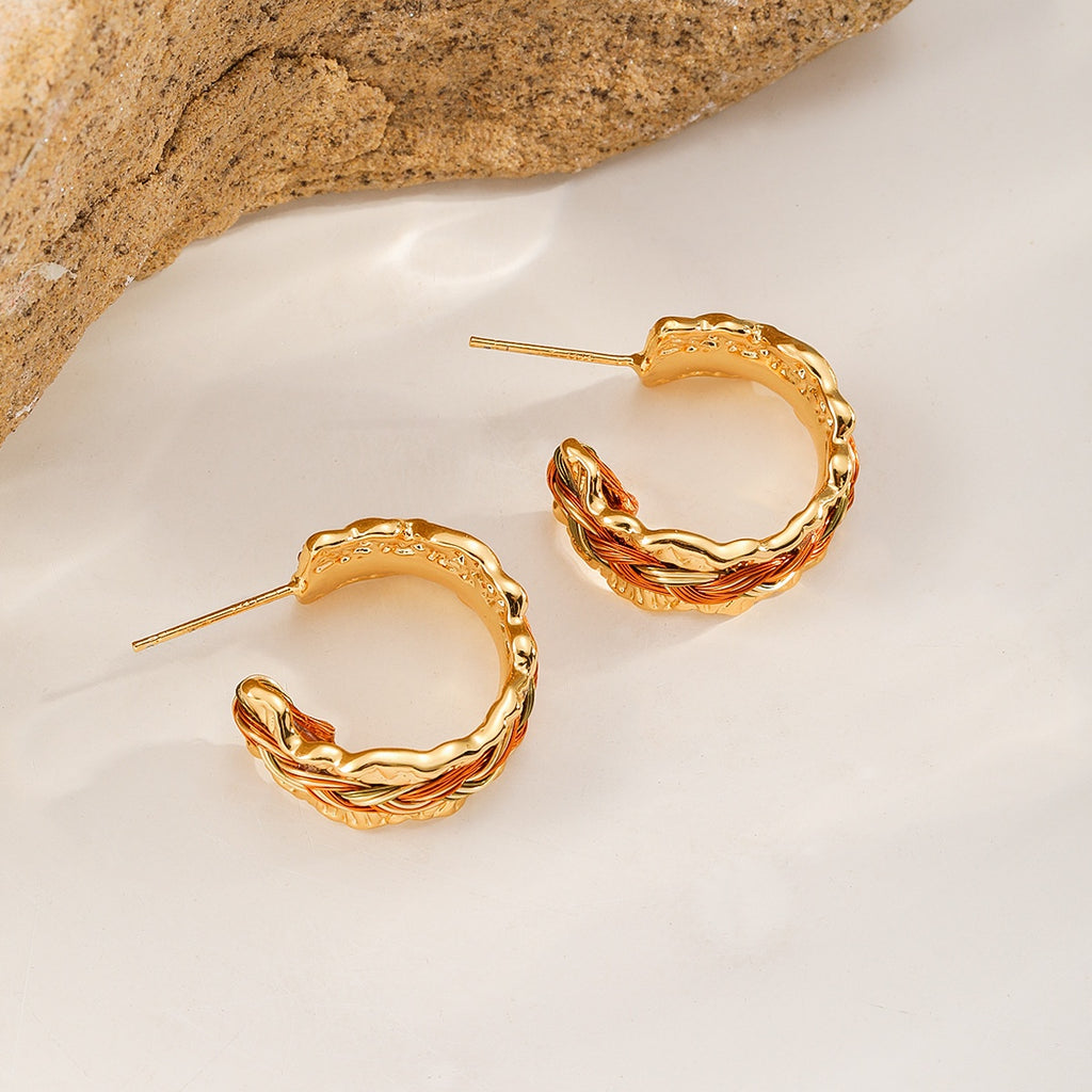 Braided Wire Hoops — Gold & Copper