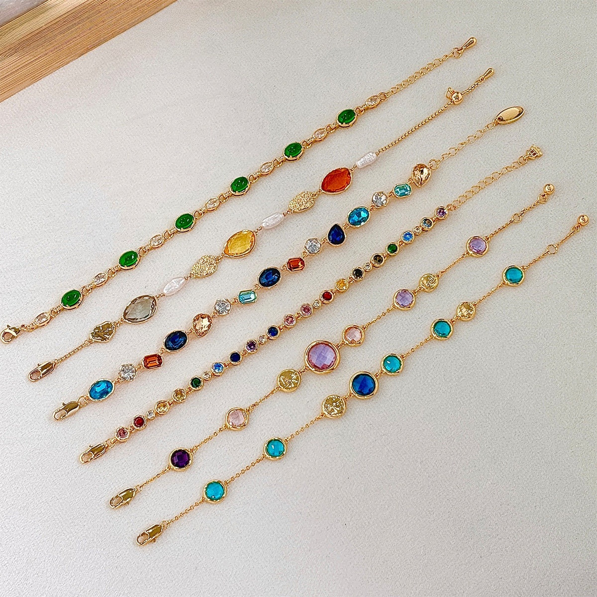Confetti Chain Bracelet, six styles laid flat