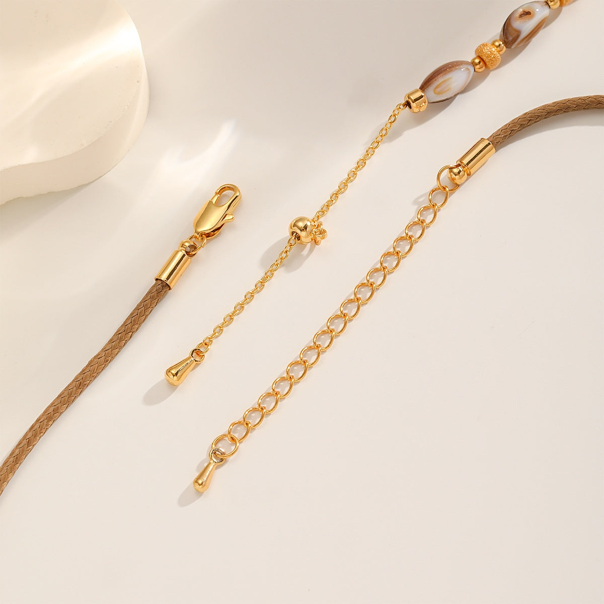 Cord & Shell Set — clasp and extender chain
