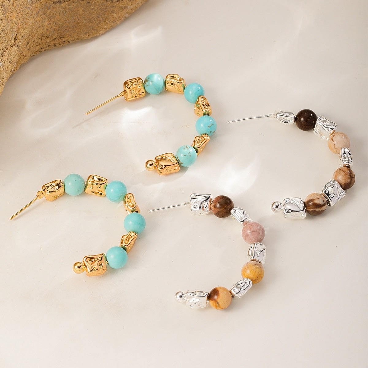 Crumpled Nugget Hoops, all colors