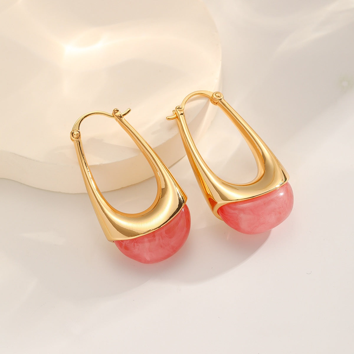 Dipped Resin Hoops — Coral