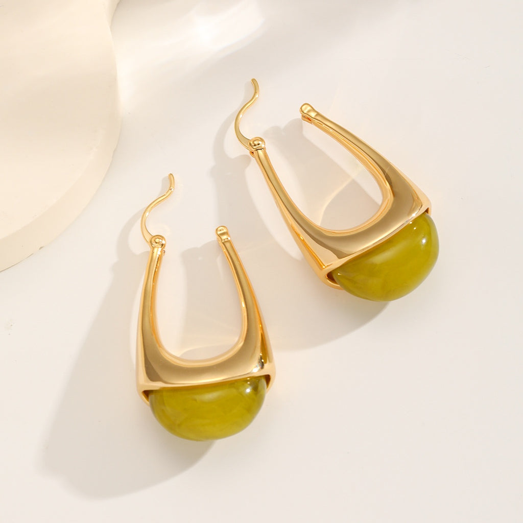 Dipped Resin Hoops — Olive, latch open