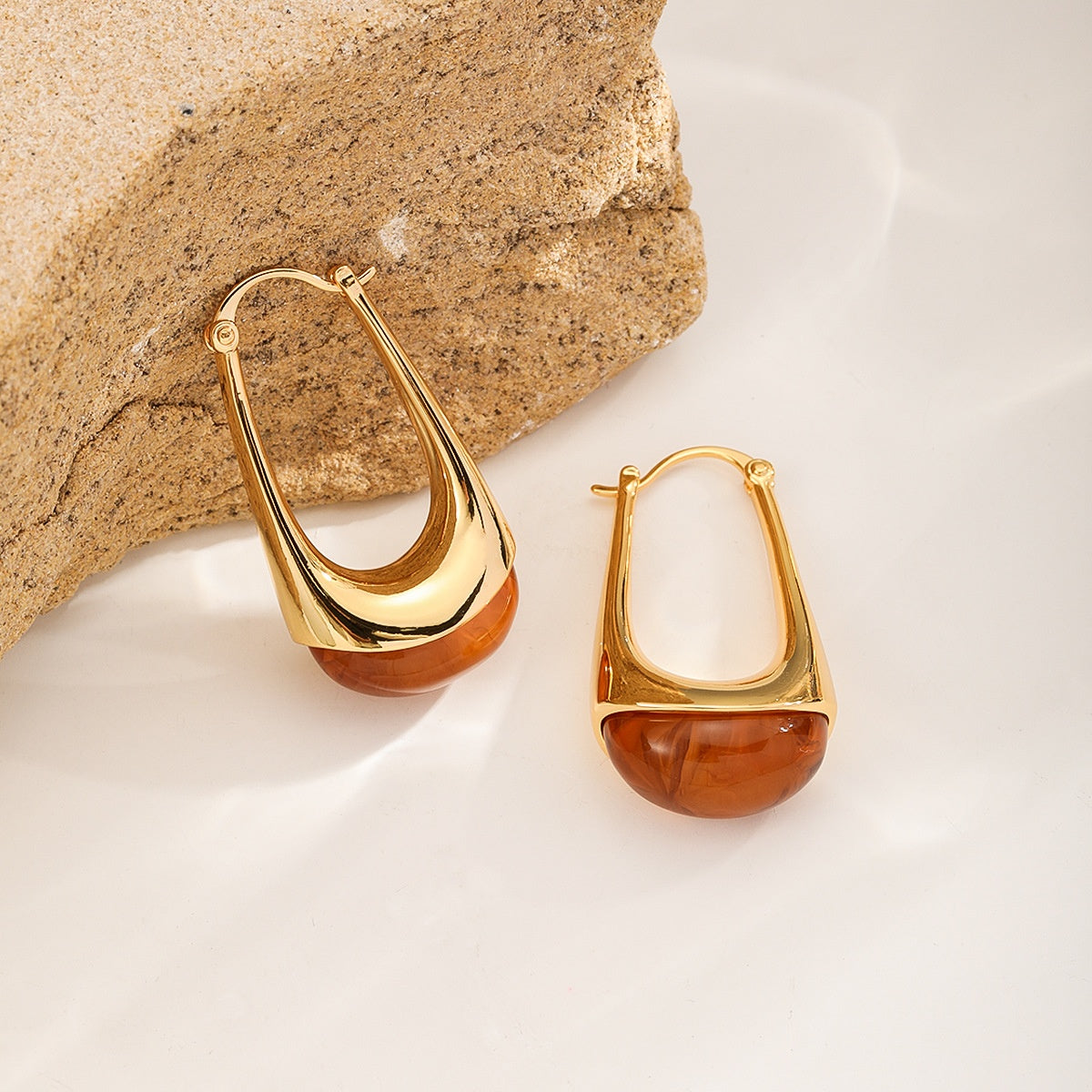 Dipped Resin Hoops — Amber