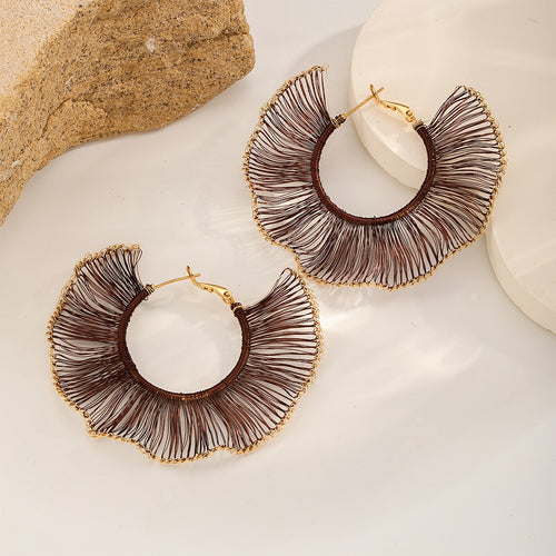 Fan Hoop Earrings — Cocoa
