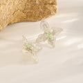 Four-Petal Studs — Green Center
