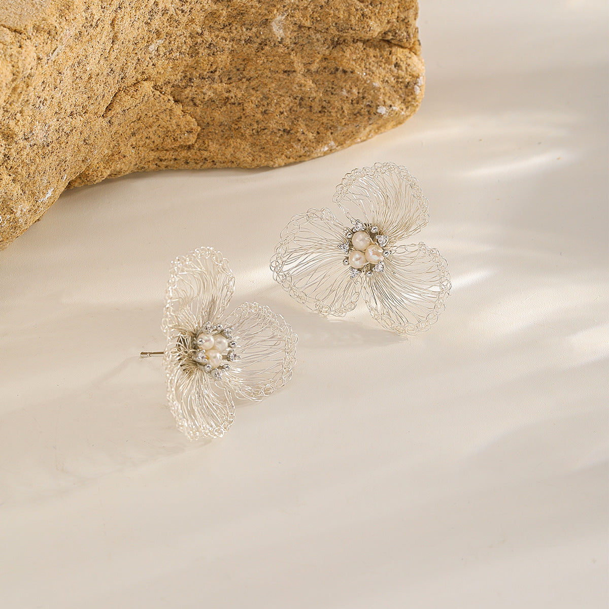 Four-Petal Studs — Crystal Center