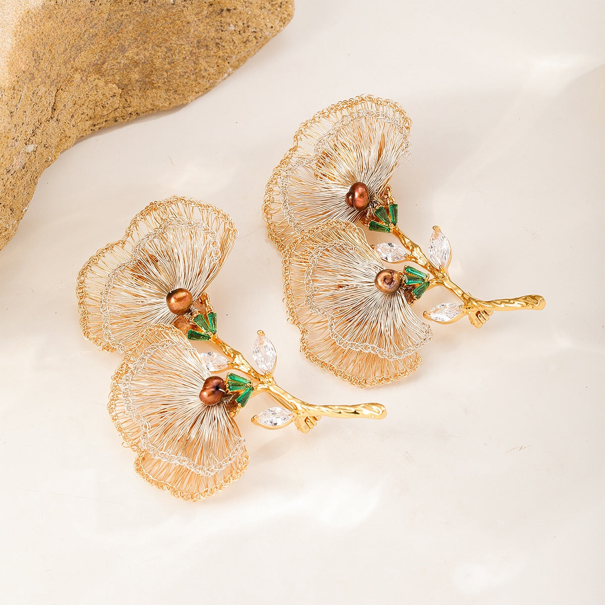 Gilded Fan Brooch