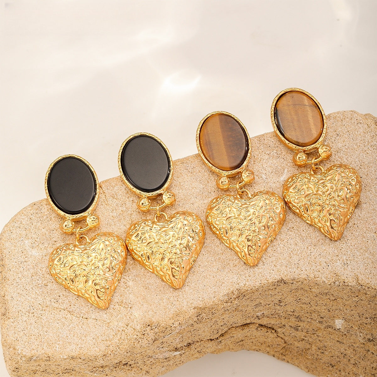 Gold Heart Drop Earrings, all colors