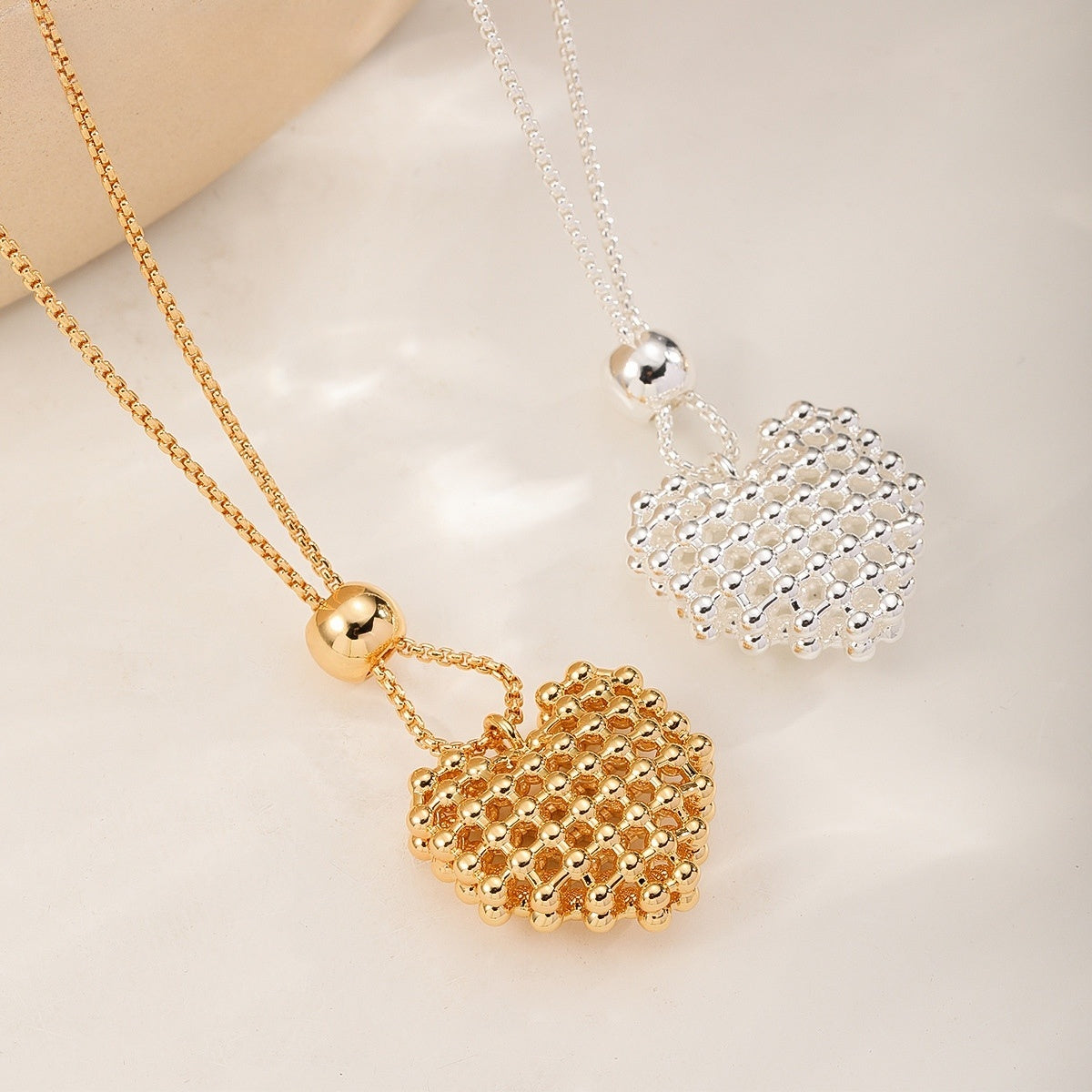 Honeycomb Heart Necklace, both colors