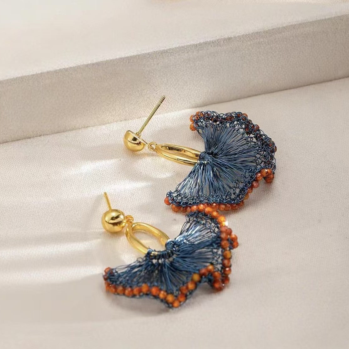 Indigo Fan Earrings