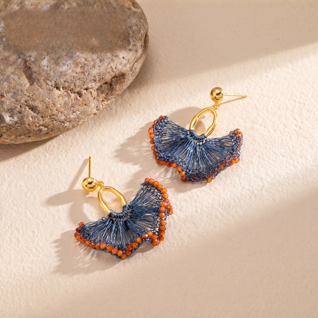 Indigo Fan Earrings