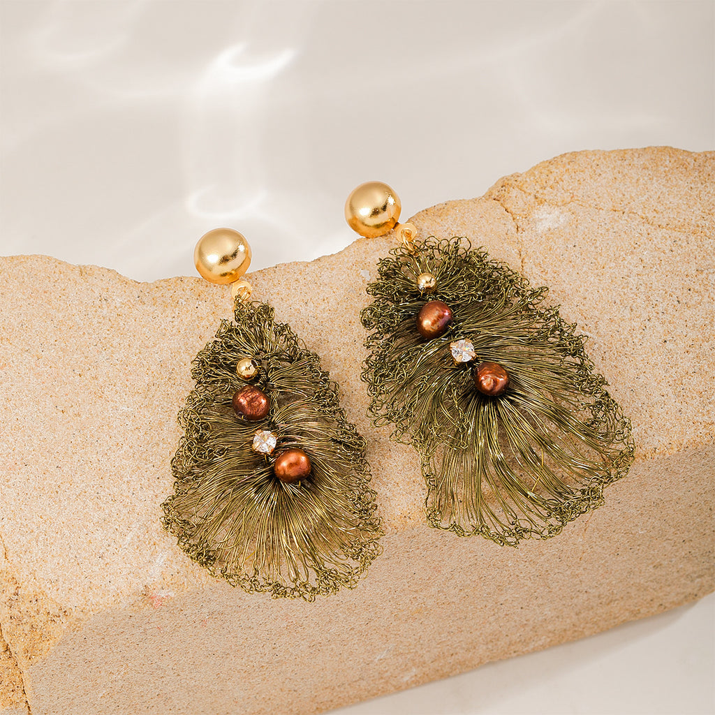 Kelp Leaf Earrings — Olive