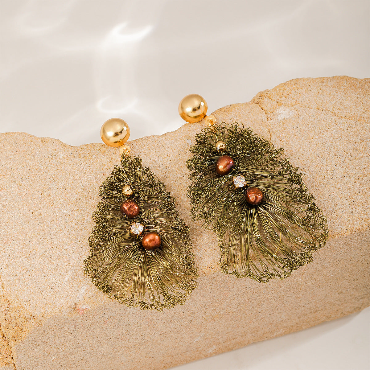 Kelp Leaf Earrings — Olive