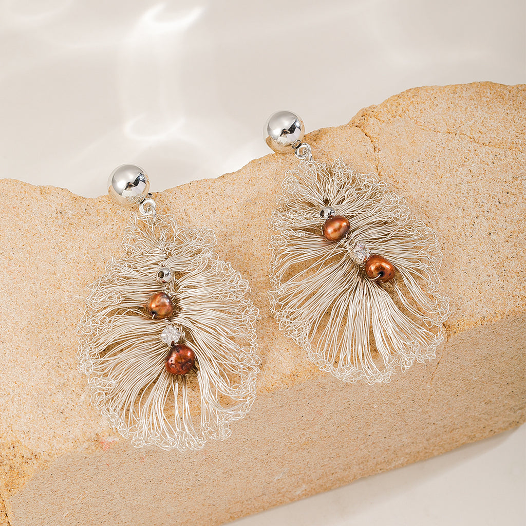 Kelp Leaf Earrings — Silver