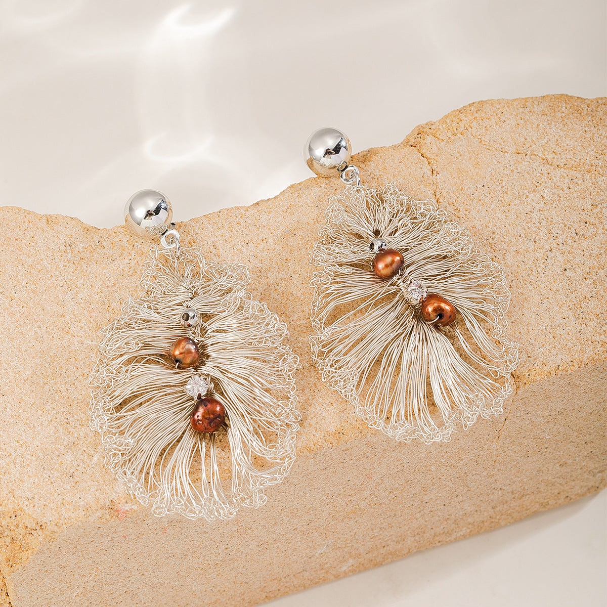 Kelp Leaf Earrings — Silver