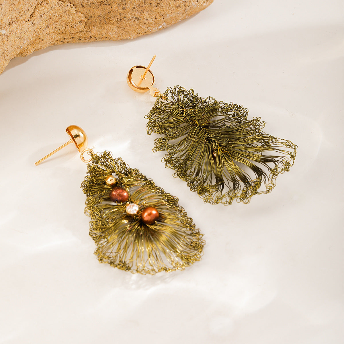 Kelp Leaf Earrings — Olive