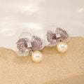Lilac Flower Pearl Earrings