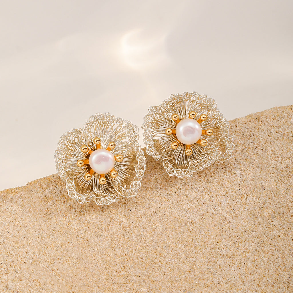 Little Flower Pearl Studs — Cream