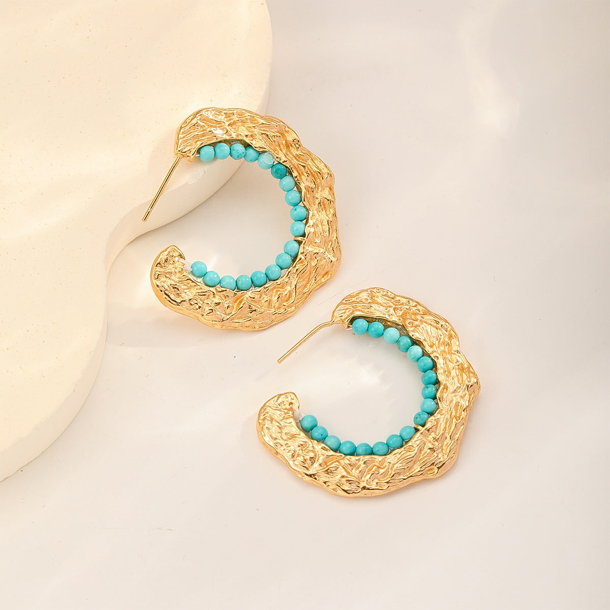 Molten Crescent Earrings — Turquoise Blue