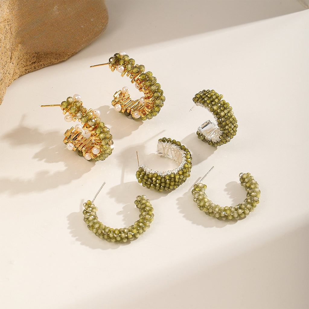 Olive Bead Hoops, all styles