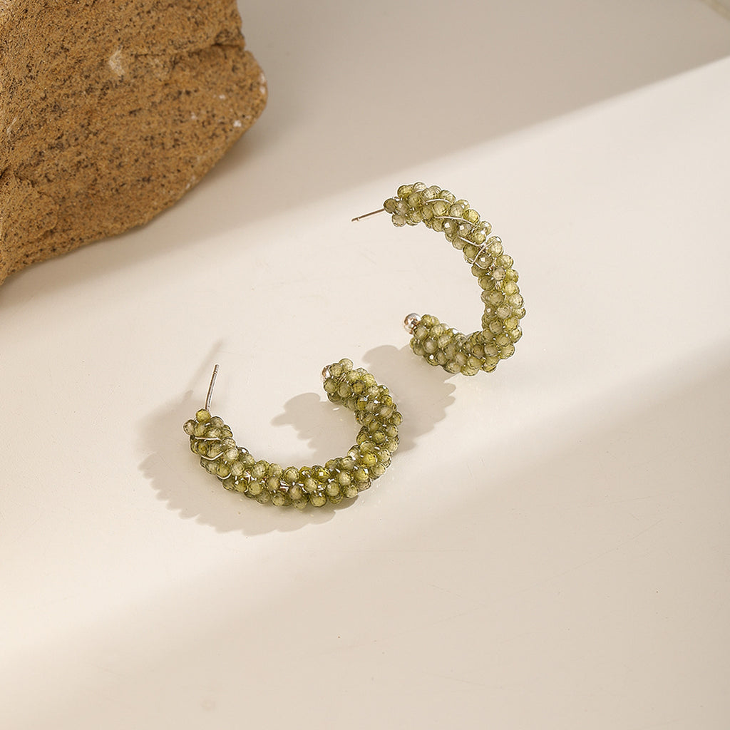 Olive Bead Hoops