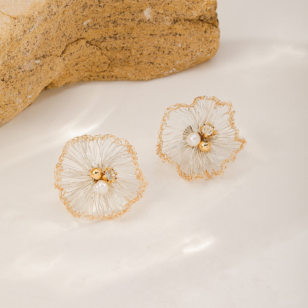 Pale Poppy Studs — Silver & Gold