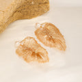 Pearl Leaf Earrings — Peach Gold