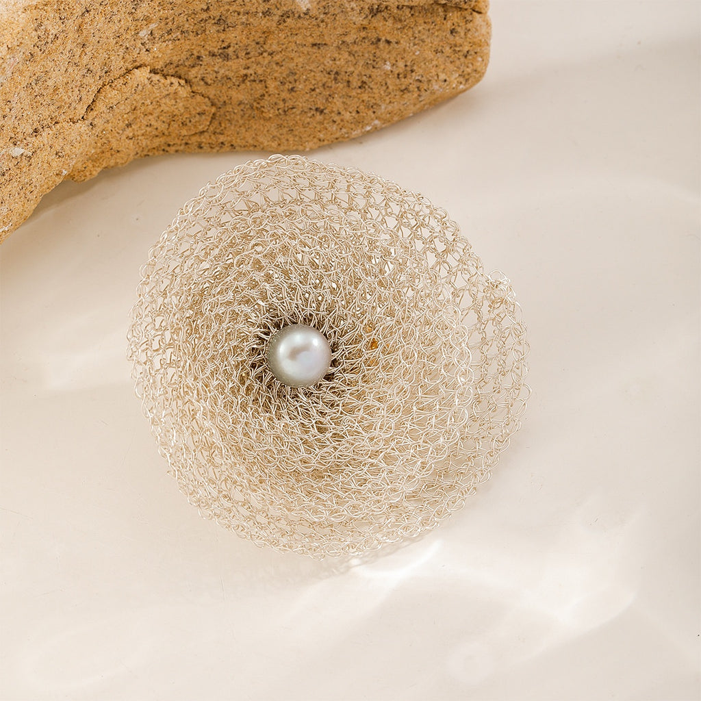 Pearl Nest Brooch — Silver