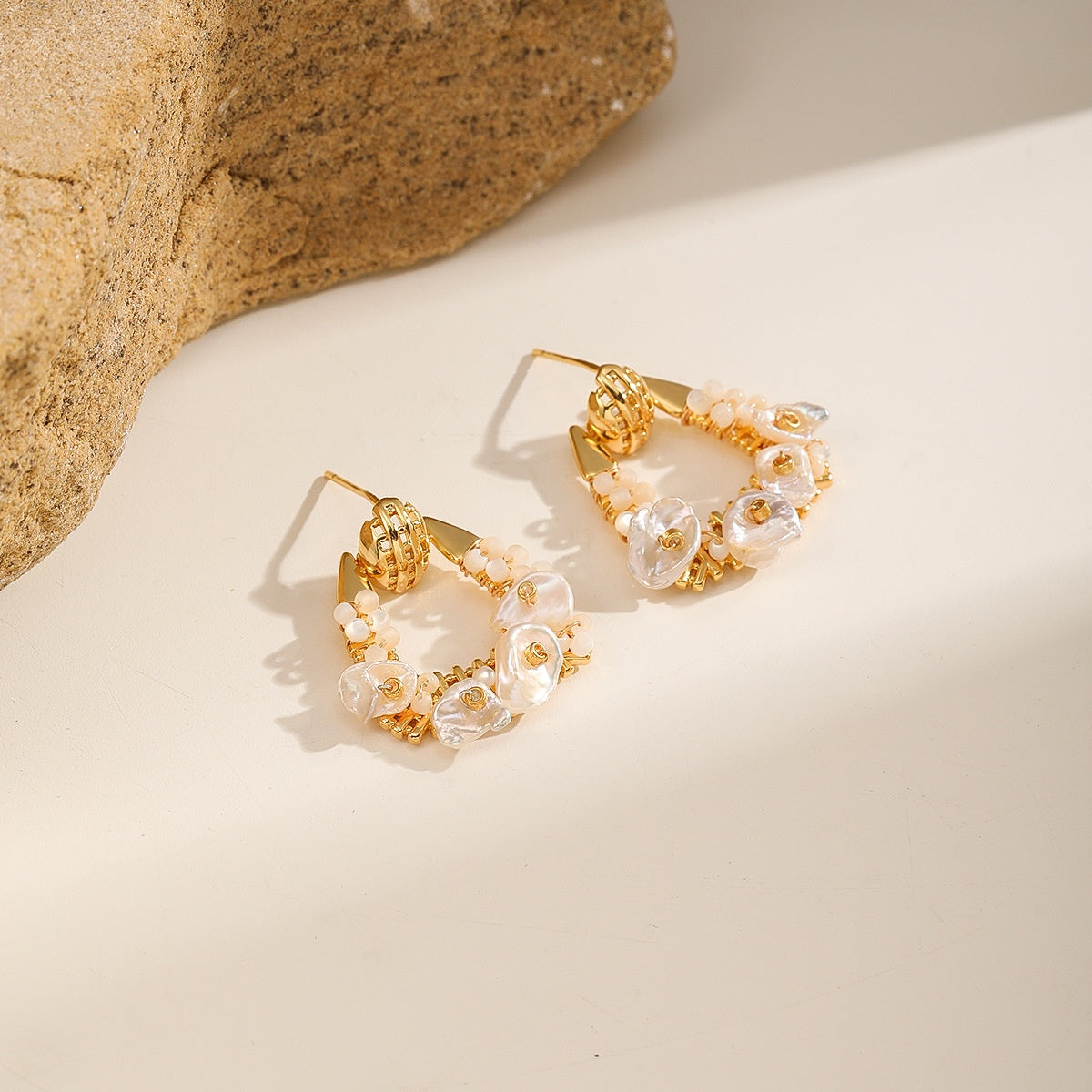 Pearl & Nugget Set — Hoop Earrings