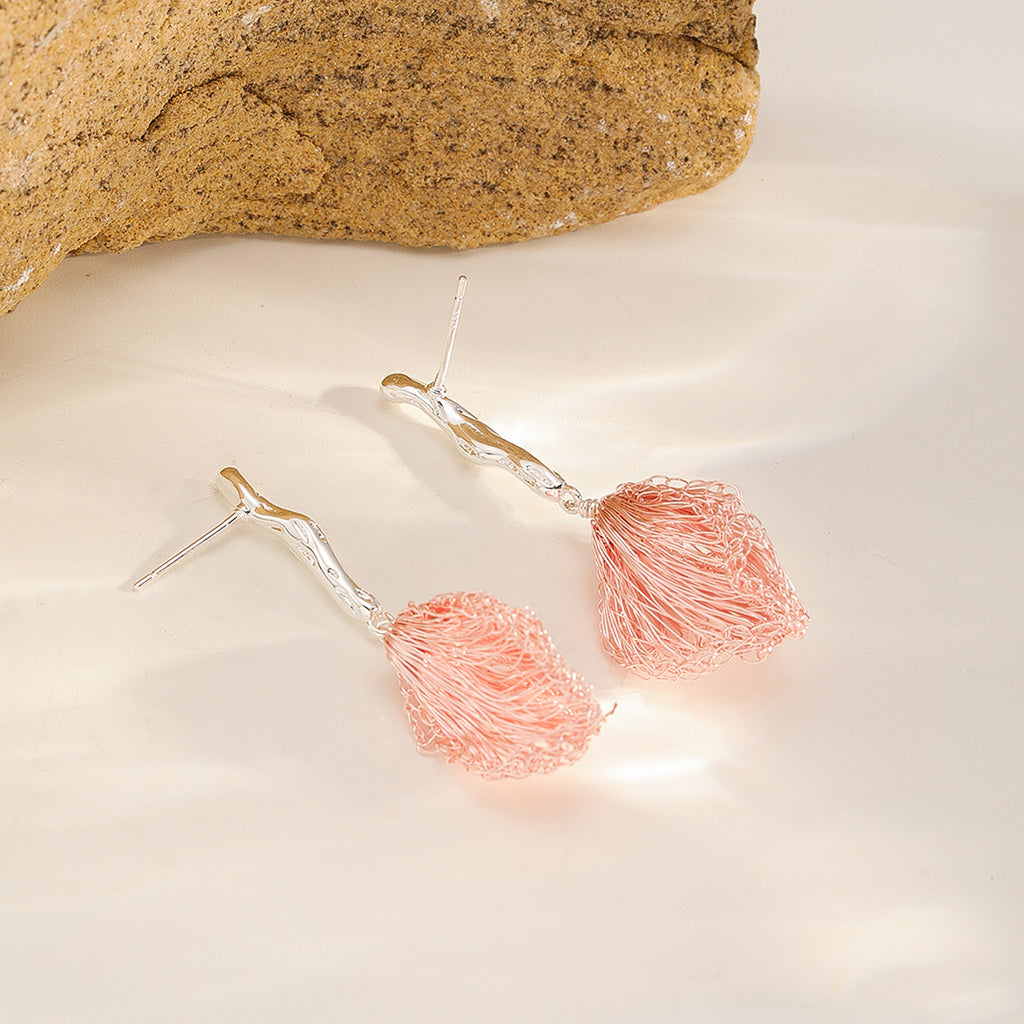 Petal Drop Earrings — Pink