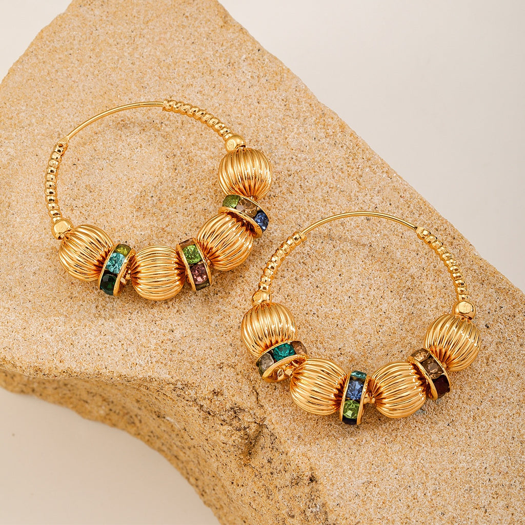 Ribbed Ball Hoops — Gold