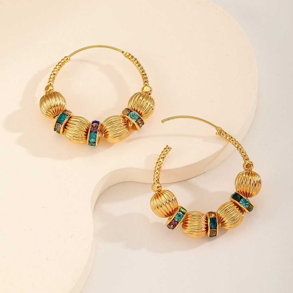 Ribbed Ball Hoops — Gold